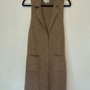 Brown Sleeveless Vest with Classic Lapel